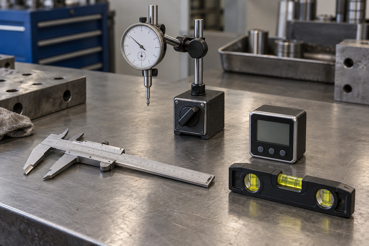 AI-generated editorial illustration of measuring inspection tools